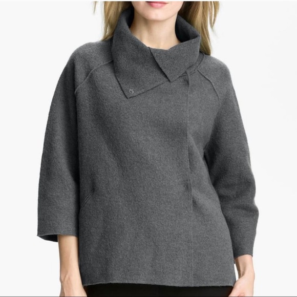 Eileen Fisher Funnel Collar Wool Jacket - Picture 1 of 9